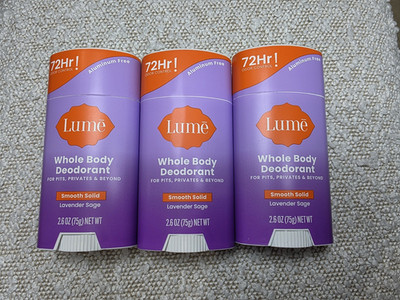 3 Lume Whole Body Deodorant Solid in Lavander Sage  2.6oz Aluminum Free 72Hr NEW