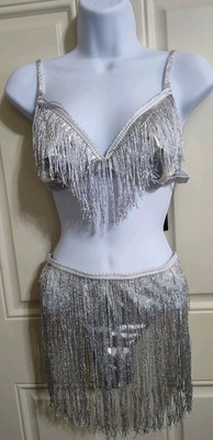 Cute Me Silver Fringed XL Performance Bikini