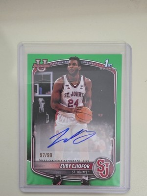 2025-26 Bowman Chrome U Zuby Ejiofor GREEN 1st Bowman Auto /99 St. Johns
