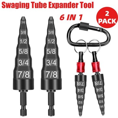 2PC Swaging Tube Expander Tool Drill Bit Set Air Conditioner Copper Pipe Flaring
