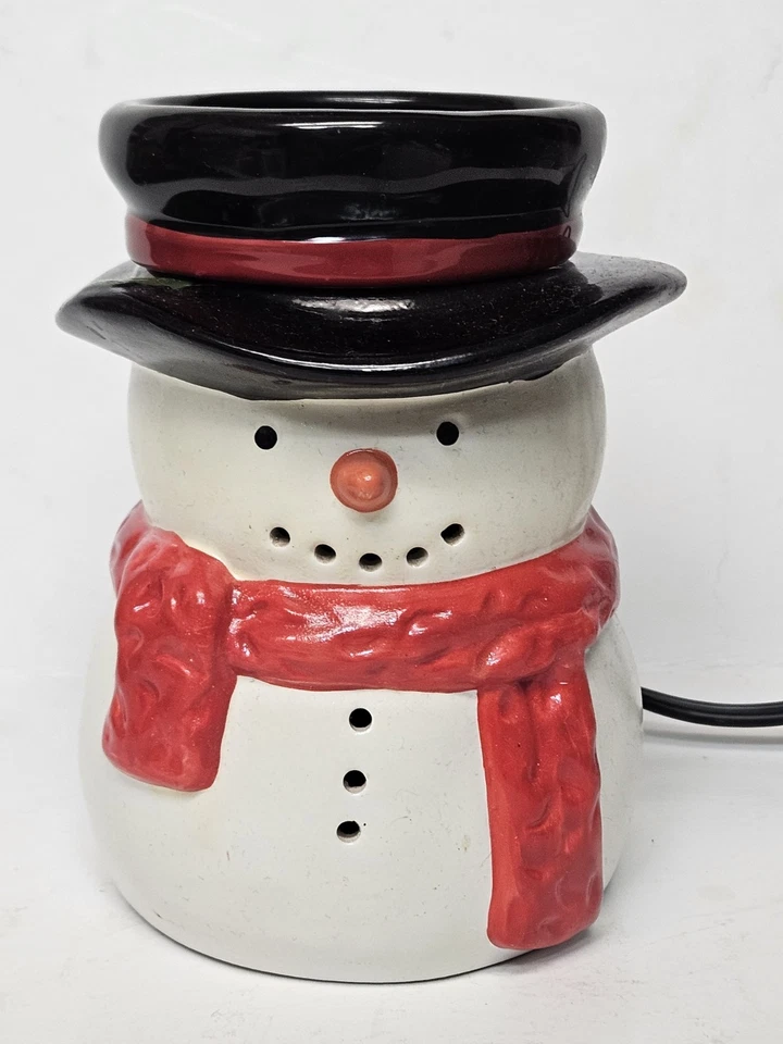 "Calentador de cera eléctrico perfumado para vacaciones muñeco de nieve de cerámica Sonoma 6"" en caja original" Foto 3 de 4