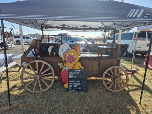 Food Trailer Concession Cart BBQ – Griddle, Steam Table, Fridge, Canopy Included
