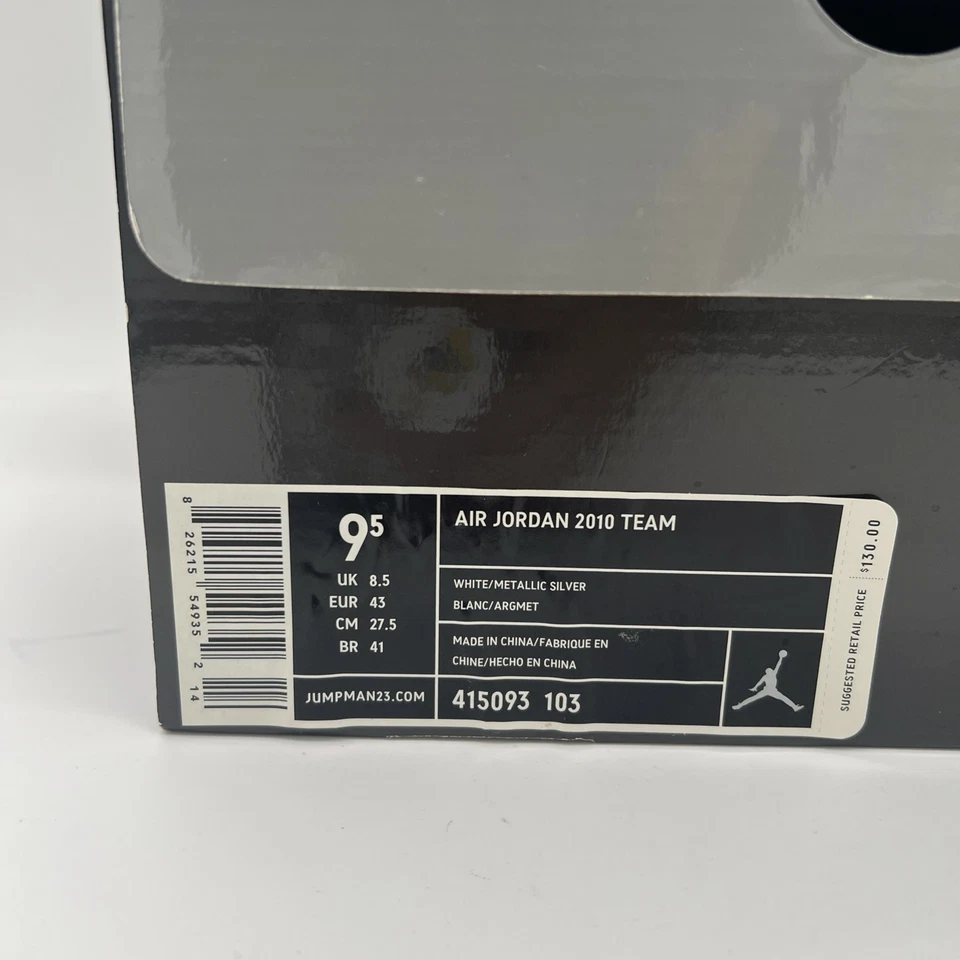 Zapatillas deportivas Air Jordan 2010 Team para hombre talla 9,5-blancas/plateadas con caja Foto 2 de 4