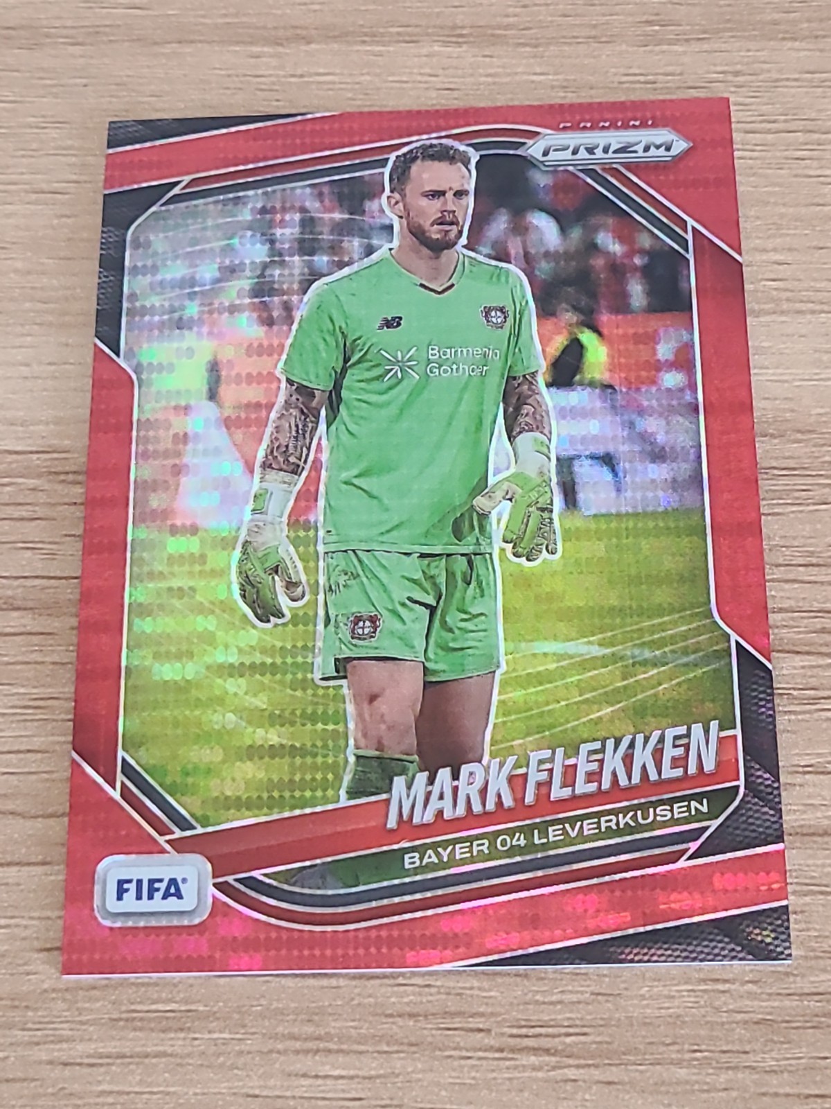 2025-26 Panini Prizm FIFA #109 Mark Flekken Red Pulsar Prizm /99 Leverkusen $$$