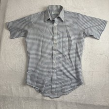 VTG 70's 80's Sears Perma-Prest Plaid Button UP Shirt Short Sleeve Distressed 15