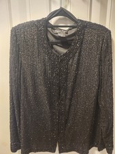 Laurence Kazar Gorgeous Black Beaded Jacket Size XL Intricate Beading Vintage