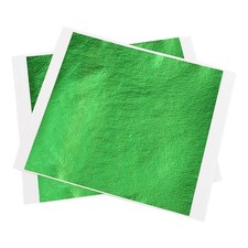 Gold Leaf Sheets for Art, Green Gold Foil Sheets, 100Pcs, Crafting Papers for