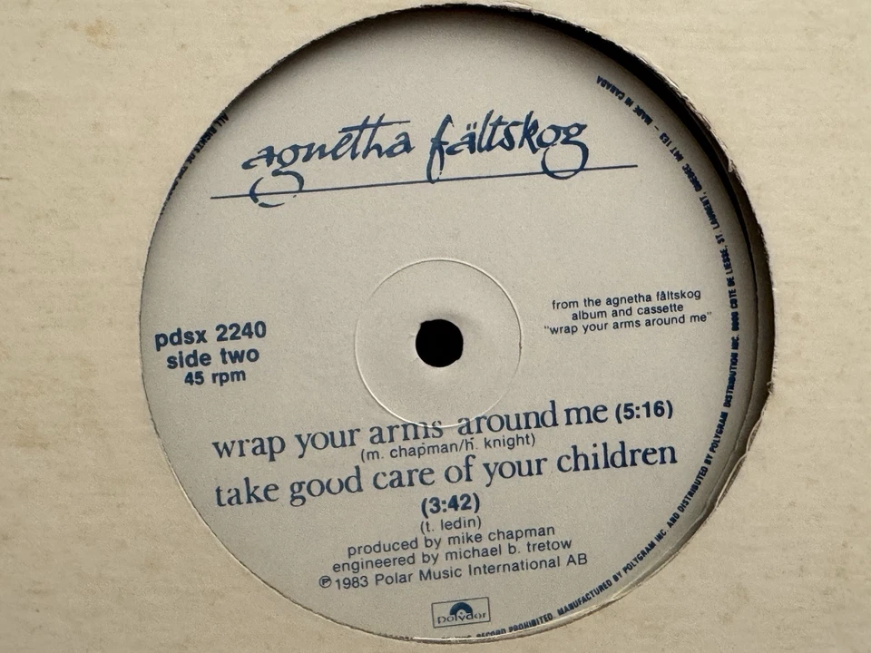 AGNETHA FALTSKOG ABBA THE HEAT IS ON" "WRAP YOUR ARMS AROUND ME" CANADA 12" EX+ - Image 3 of 3