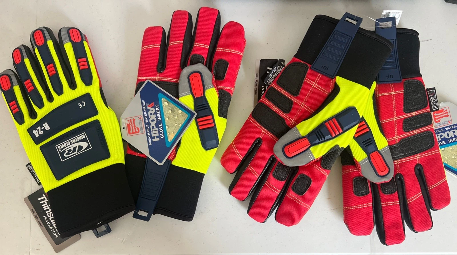 2 Pair New For One Price Winter Gloves Waterproof Rubber Padding On Knuckles