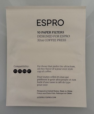 ESPRO Coffee Press 10 Paper Filters 32 oz Compatibility: P3/P5/P6/P7