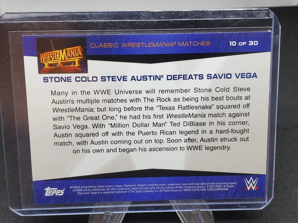 2015 Topps WWE Road to Classic Wrestlemania Matches #10 Steve Austin/Savio Vega - Image 2 of 2