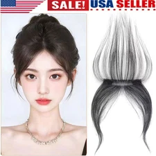 Clip In 100% Remy Air Thick Fringe Bangs Human Hair Extensions Hairpiece Topper