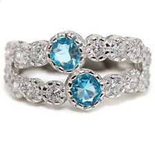 2CT Aquamarine  Topaz 925 Solid Sterling Silver Ring Jewelry Sz 6