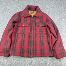 Vintage Woolrich Woolen Mills Mackinaw Jacket 40 Red Buffalo Plaid 1950s Wool
