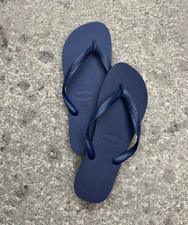Havaianas Blue Rubber Flip Flop Sandals Slip On Logo Accent US 13 EU 47/48