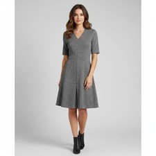 Ann Taylor Dress V-Neck Sweater Inverted Pleat Fit Flare Dress A-Line Size Small