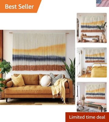 Extra Large Dip-Dyed Macrame Wall Hanging - Boho Coastal Tapestry 57''x35''