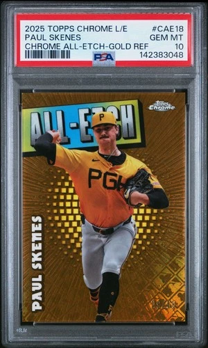 Paul Skenes 2025 Topps Chrome LogoFractor Gold Refractor All-Etch /50 PSA 10
