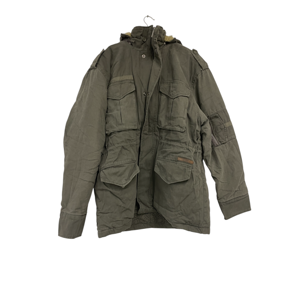 Marc Ecko Military Jacket Mens XL Dusty Olive Green Snap