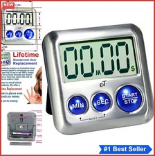 Digital Kitchen Timer Stainless Steel Magnetic Back Loud Alarm Large Display