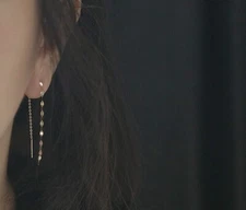 14K Gold Plated Solid925 Sterling Silver Tassel Threader Line Earrings Wholesale