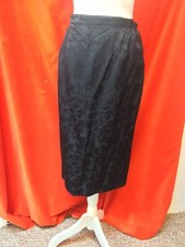 Anne Crimmins Vintage 80s Silk Pencil Skirt Black size 10 fits 6