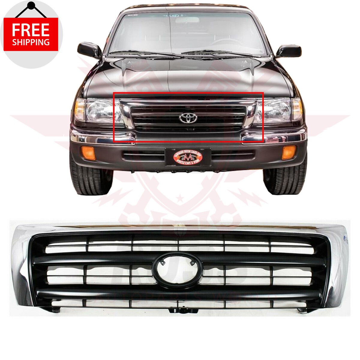 New Front Grille Chrome & Black For 1997-2000 Toyota Tacoma Pre