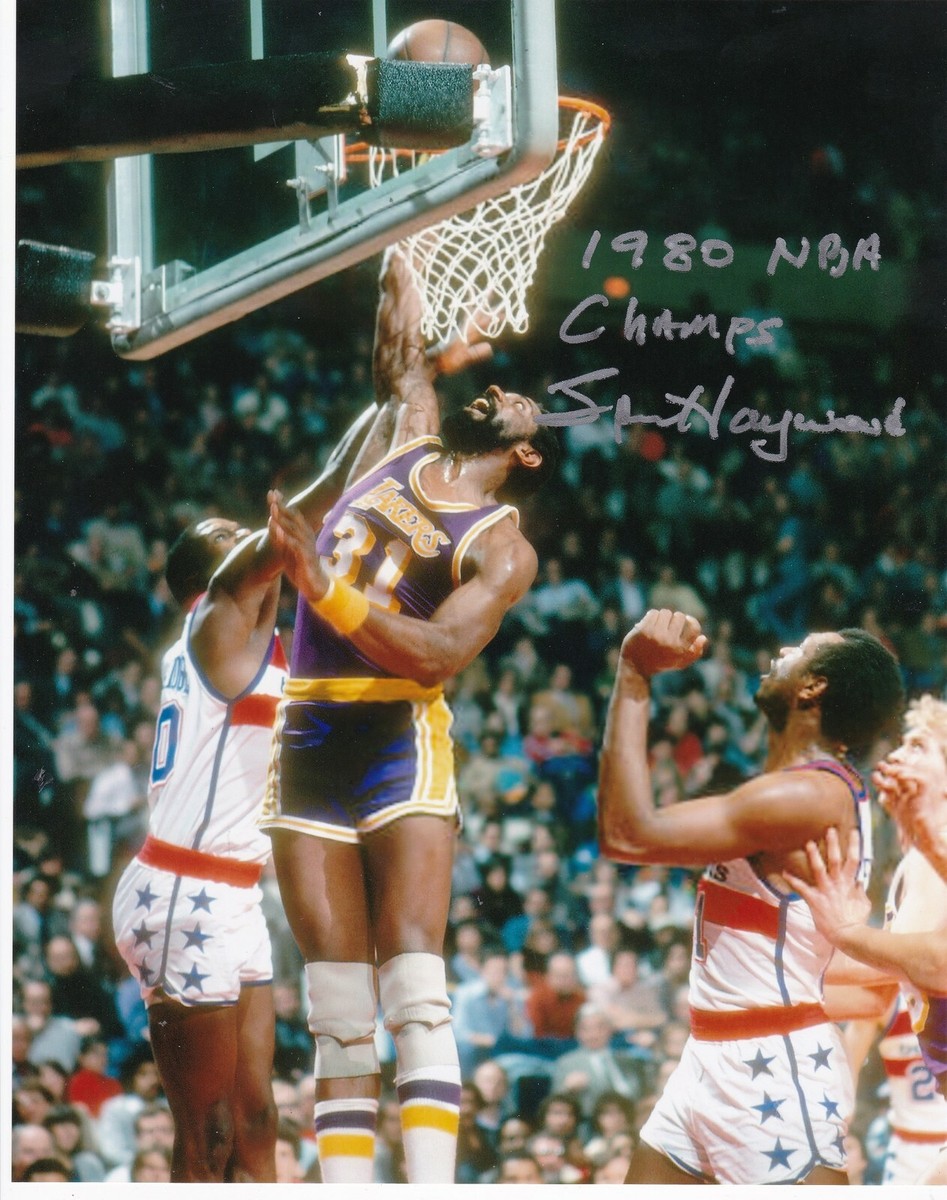 SPENCER HAYWOOD LOS ANGELES LAKERS 1980 NBA CHAMPS ACTION SIGNED