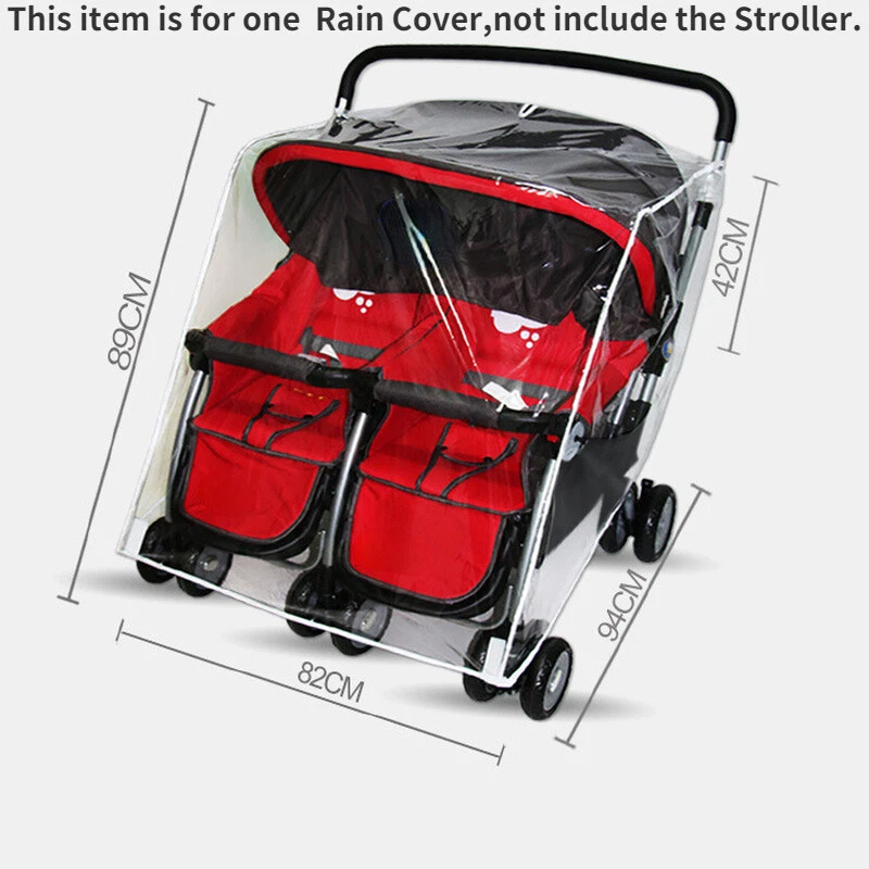 Double Stroller Rain Cover Weather Shield Side By Side Front Back Pushchair