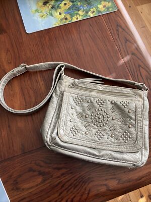 Carlos Silver Handbag Shabby Chic Boho Multi Zippers