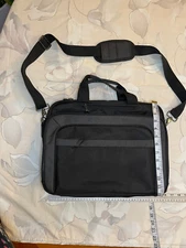 16.5" Heavy Duty Canvas Black Laptop Messenger Bag, Excellent Condition, Multi