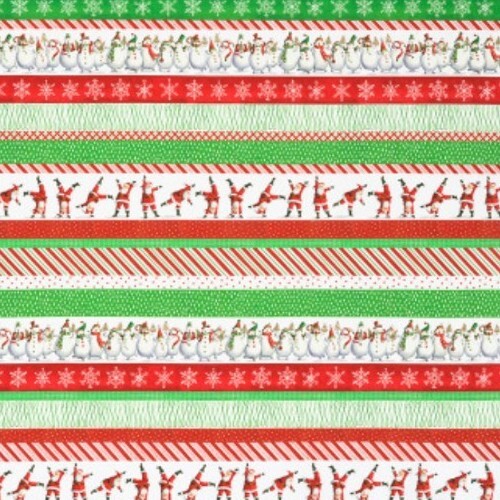 Robert Kaufman - Christmas Jamboree Santa Gymnast Stripe - Quilting Fabric - Picture 2 of 4