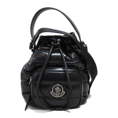 MONCLER 2way Shoulder Bag 5L00014M2176999A leather polyamide Black NEW Women - Picture 1 of 9