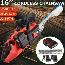 42V Brushless 16" Cordless Chainsaw Electric Handheld Chain Saw 2Battery&Charger