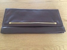 Vintage Unbranded Unisex Brown Leather Clutch Folio Brass Detail