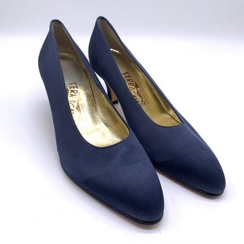 Salvatore Ferragamo Satin Almond Toe Kitten Heels
