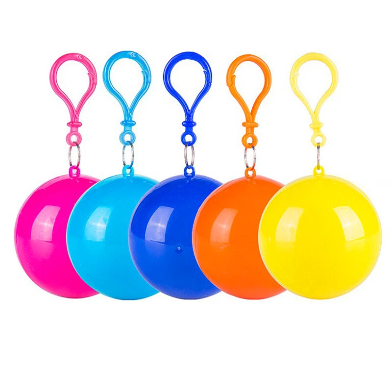 Portable Disposable Raincoat Ball Outdoor Waterproof Camping Rain Cover Keyring - Image 4 of 4