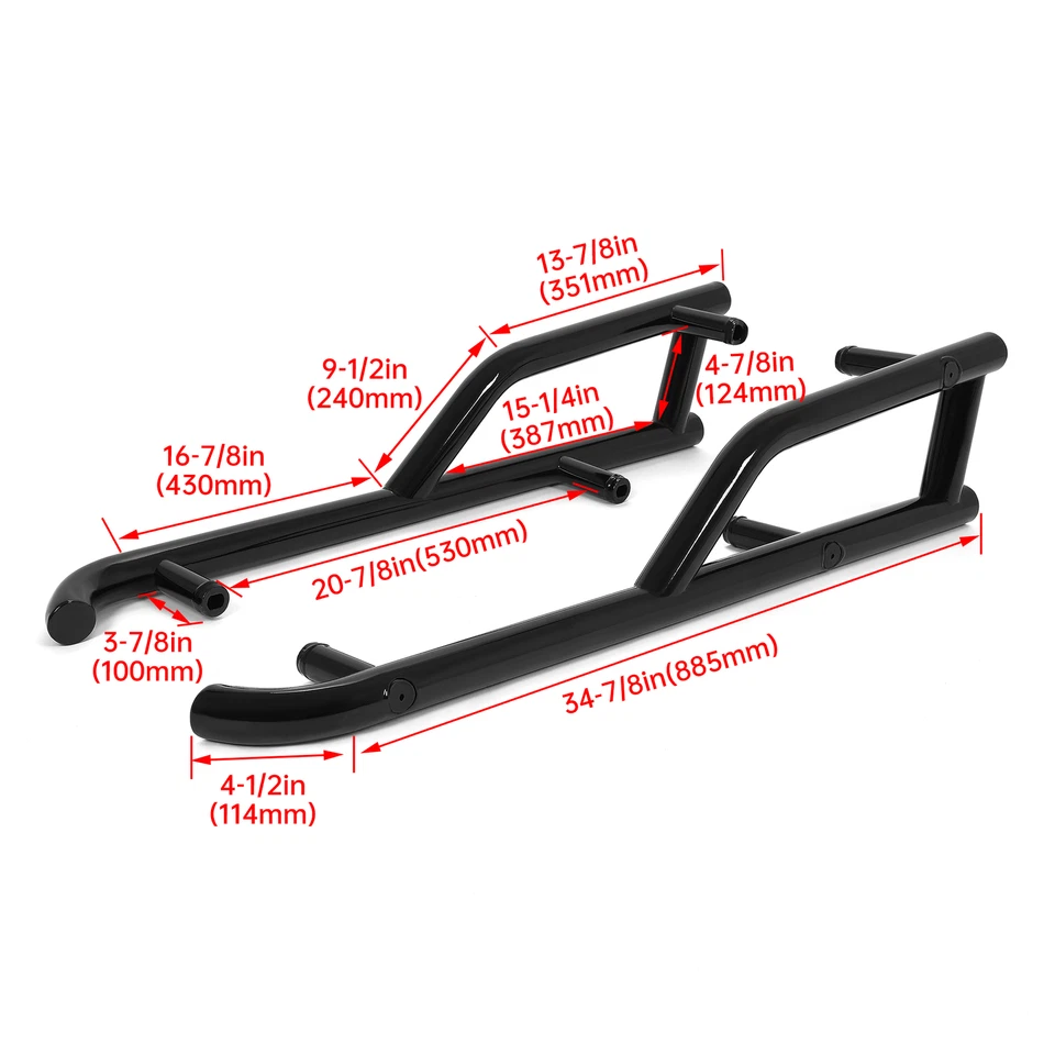 Deslizadores de roca Nerf Bar de acero 2 asientos para Polaris General 1000 2016-2025 Foto 2 de 4
