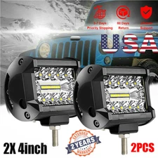 2x 4inch 980W LED Work Light Bar Flood Spot Combo Fog Lamp Offroad Driving Truck