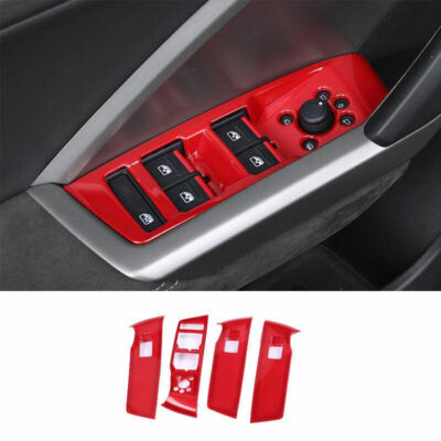 Fit For Audi Q3 2019-2022 2023 ABS Red Window Lift Panel Switch Cover Trim 4PCS