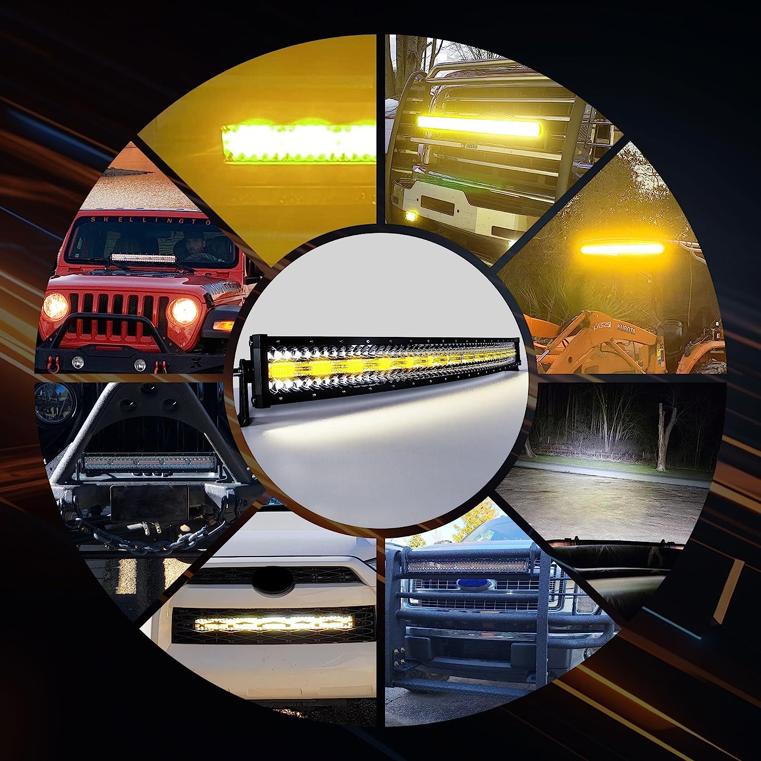 32INCH Curved 180W LED Light Bar Spot Flood Combo Driving For Truck SUV ...