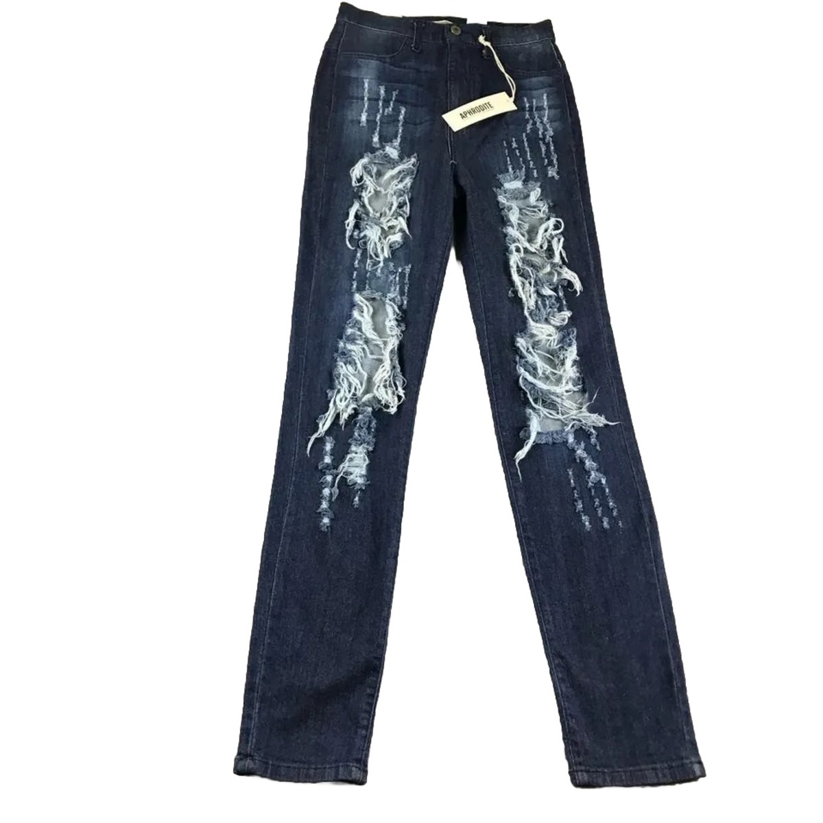 Aphrodite Jeans Womens 11 Blue Denim Distressed High Rise Skinny