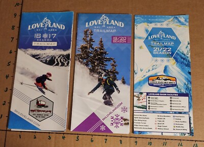 LOVELAND SKI AREA (3 TRAIL MAPS)  2016/17, 19/20, & 21/22  ALL MINT  READ!