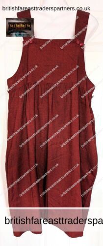 RED PINAFORE DUNGAREE Dress Fits UK 18/20/22 - Foto 1 di 9