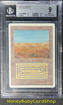 MTG Unlimited Edition 1993 Scrubland BGS 9.0Q+ (Quad+) MINT Old