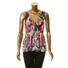 CLOVER CANYON NEW Women's Floral Print V-neck Peplum Blouse Shirt Top TEDO