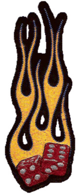 Aufnäher Brennende Würfel rot gold 15 x 6 cm Burning dice Patch 