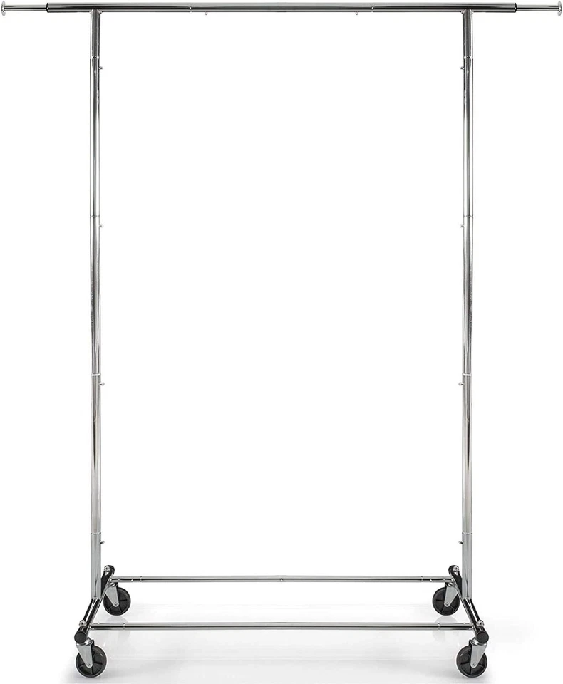 Clothing Rail Rack Rolling Garment Rack in Chrome Finish - Image 4 of 4