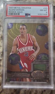 1997-98 Metal Universe Allen Iverson Reebok Gold SP PSA 8 Fresh 