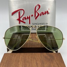 Vintage B L Ray Ban Bausch  Lomb 1/10 12k GF 58mm RB3 Green Aviator w/Case